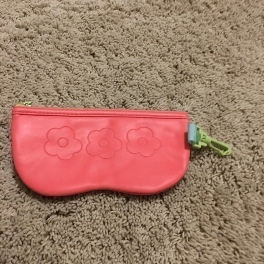 pink flower clinique soft padded glasses case